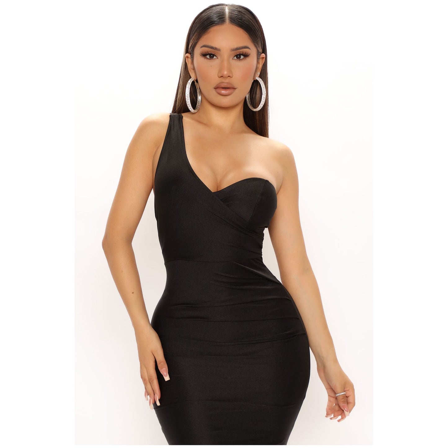 Fashion nova Long Black Occasion Dress - Size Medium