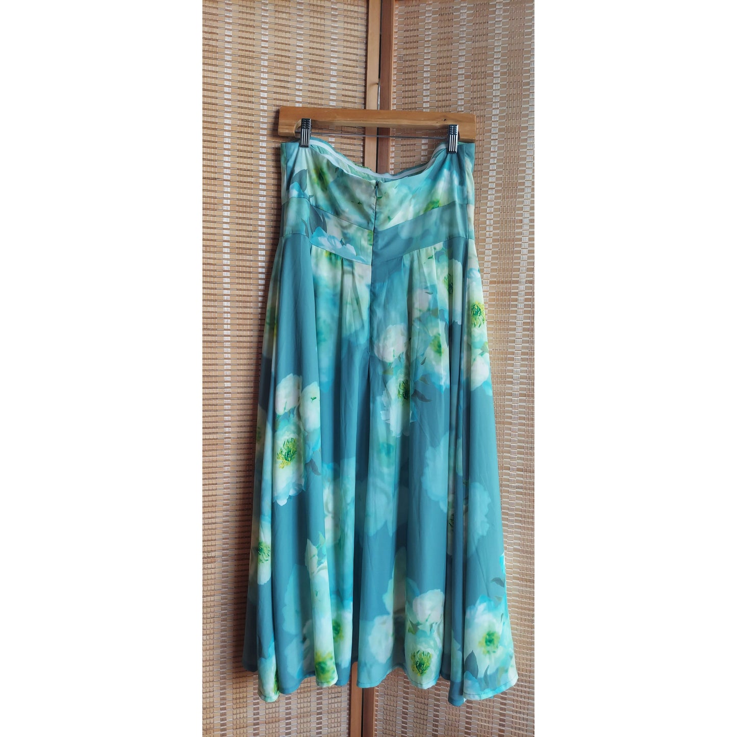 ASOS Mint Green Floral Print Strapless Dress - Size Large
