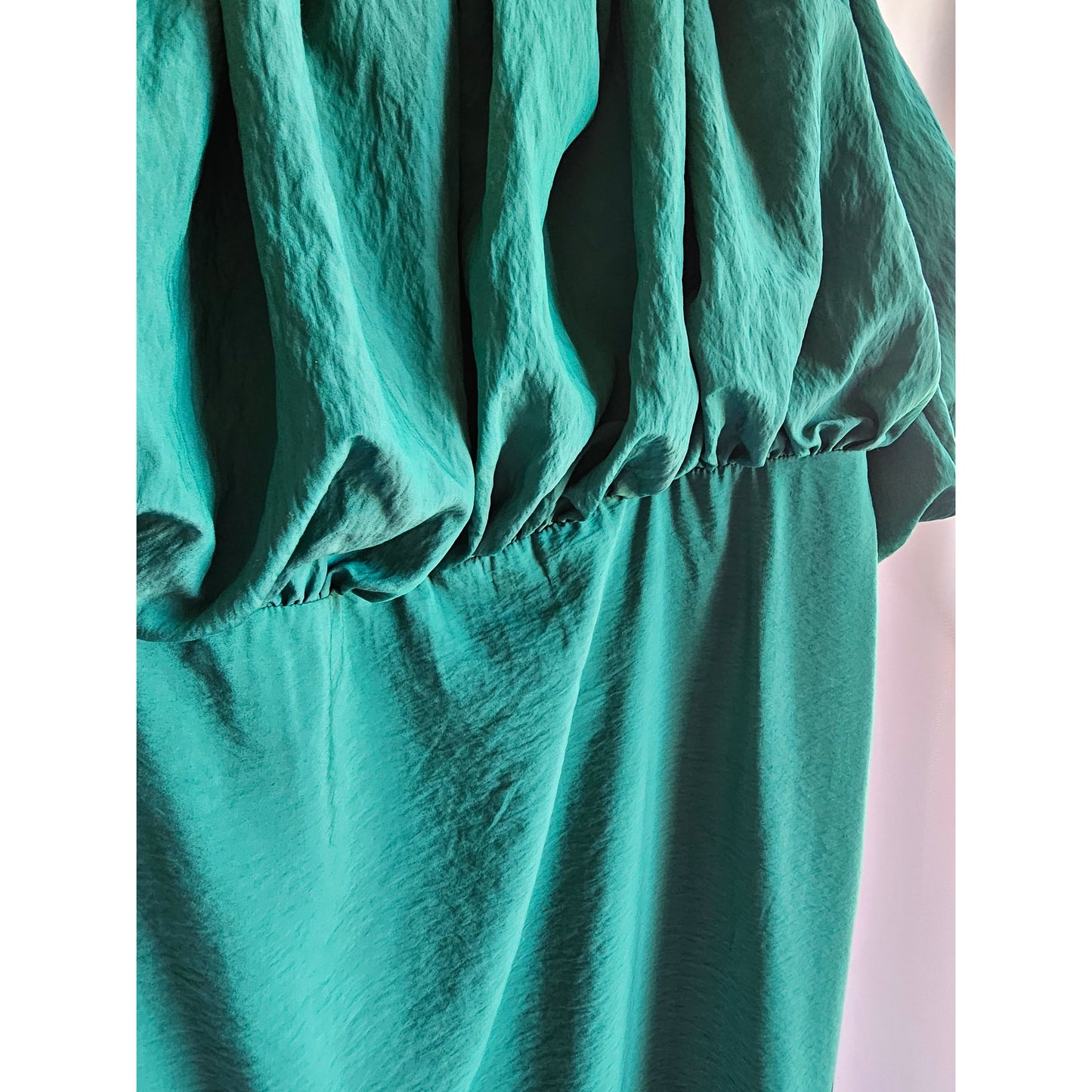 Asos Green Off-Shoulder Puff Sleeve Midi Dress - Size Curvy Girl Extra Large (Sz 16)