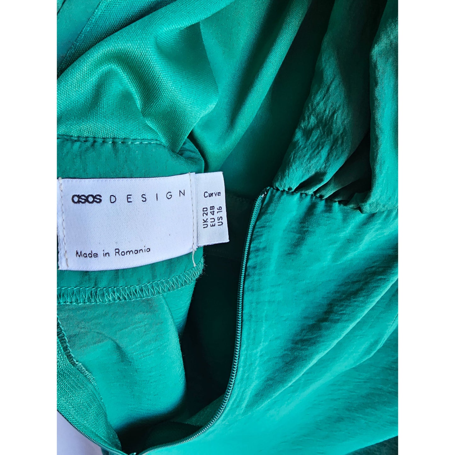 Asos Green Off-Shoulder Puff Sleeve Midi Dress - Size Curvy Girl Extra Large (Sz 16)