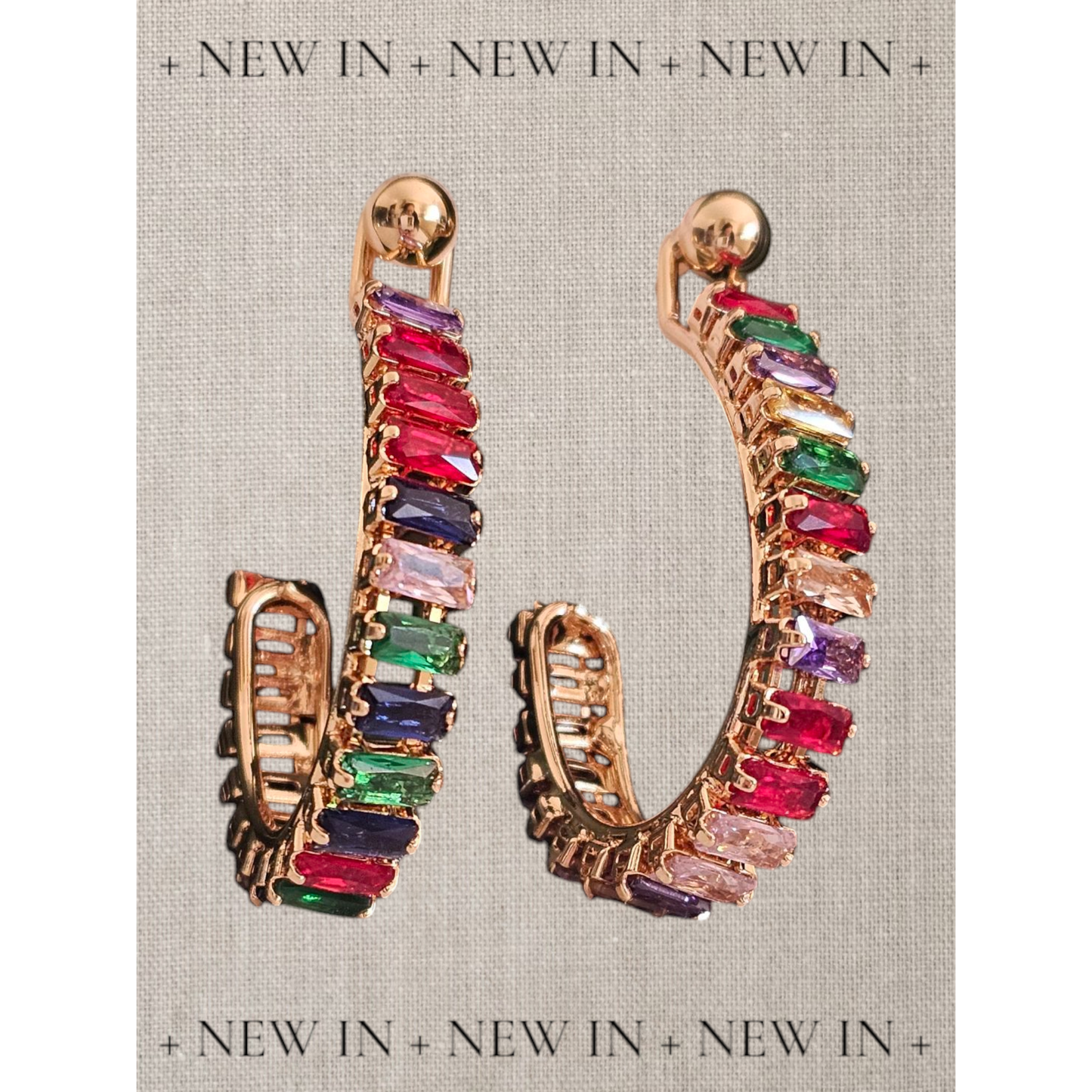Rainbow Jewel Hoop Earrings