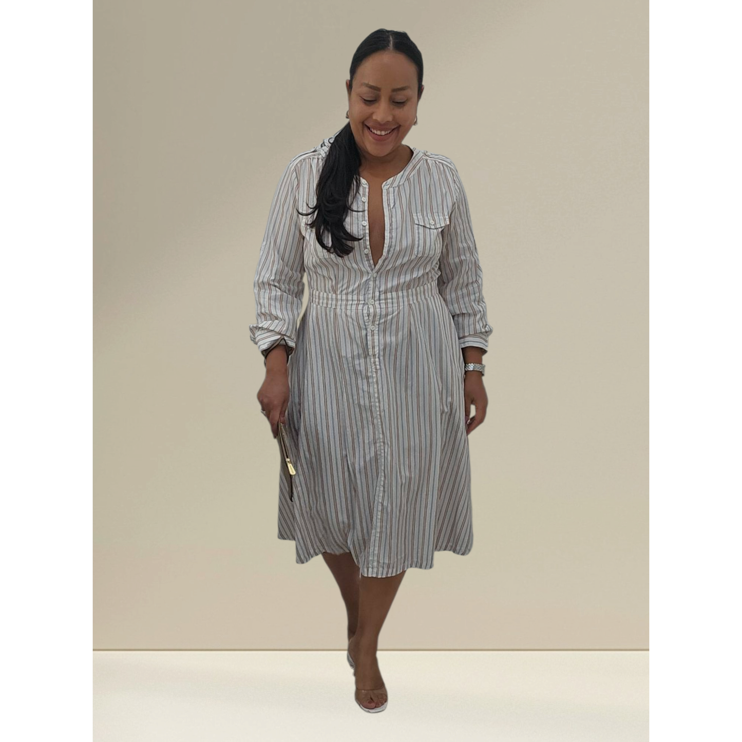 J. Crew White Striped Dress - Size Large (Sz 10)