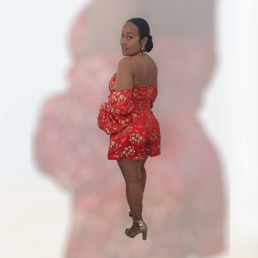 Fashion Nova Fine Arts Satin Romper - Size Curvy Girl XL (Fits Large)