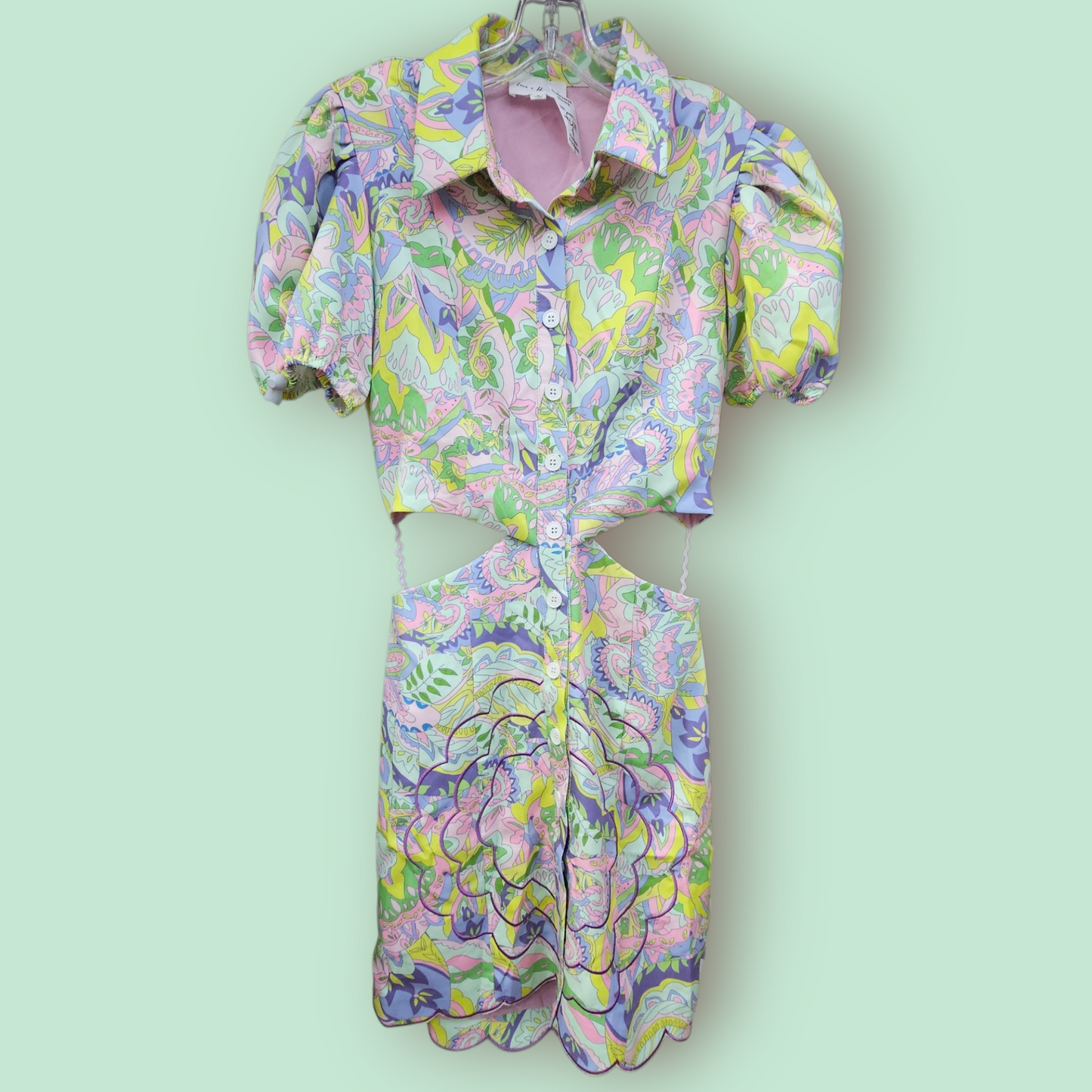Love & Harmony Vintage-Inspired Cutout Shirt Dress - Size Small