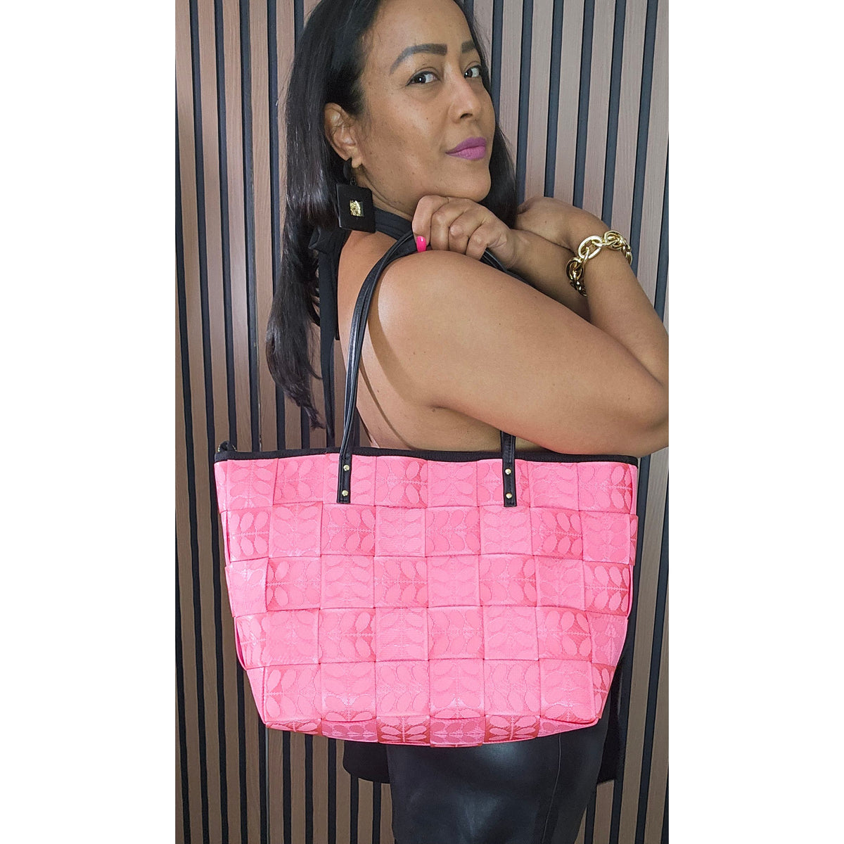 Orla Kiely Pink Tote Shoulder Bag