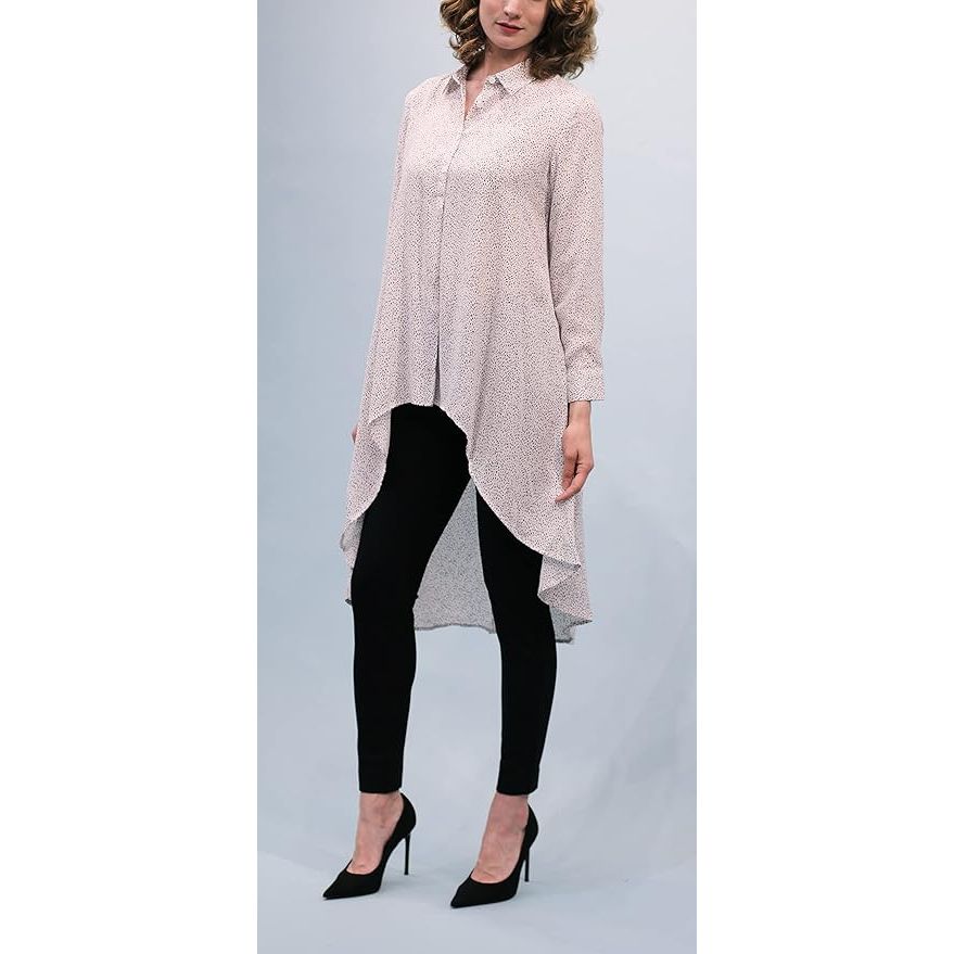 Leng Gabrielle White Colared High Low Blouse - Size Curvy Girl (Sz XL)