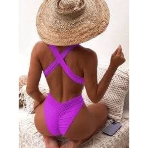 Lavender Cutout One-Piece Swimsuit – Shein | Size Large