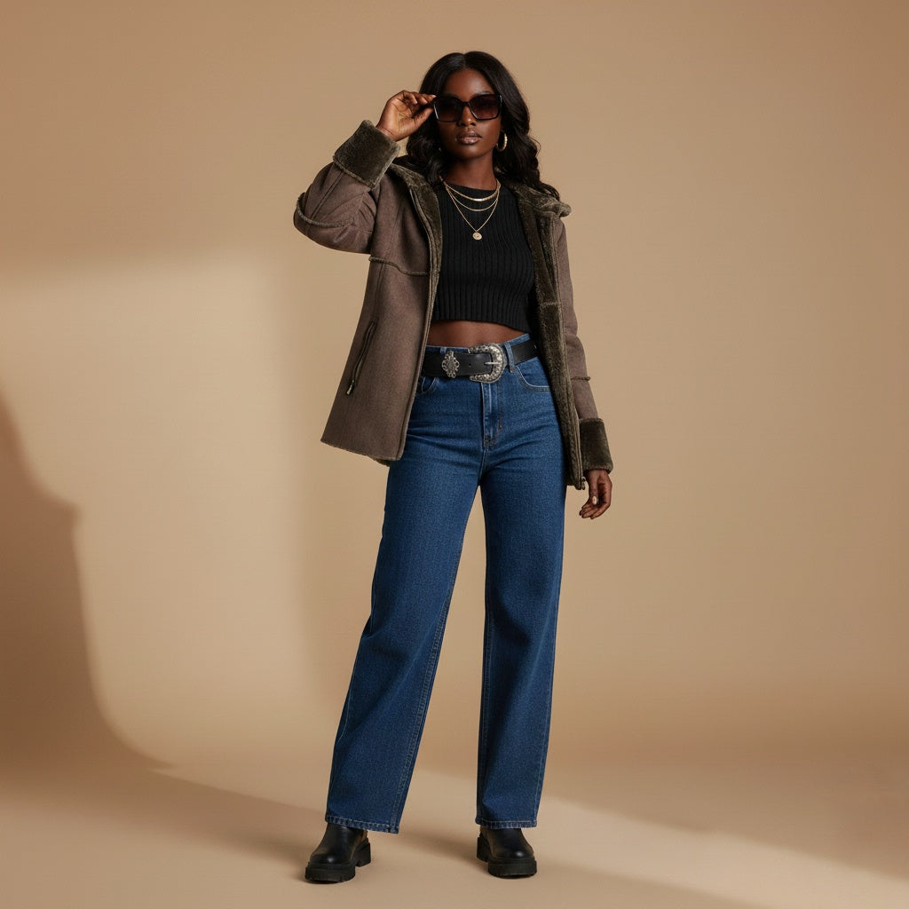 1 Madison Faux Suede Sherling Sz
