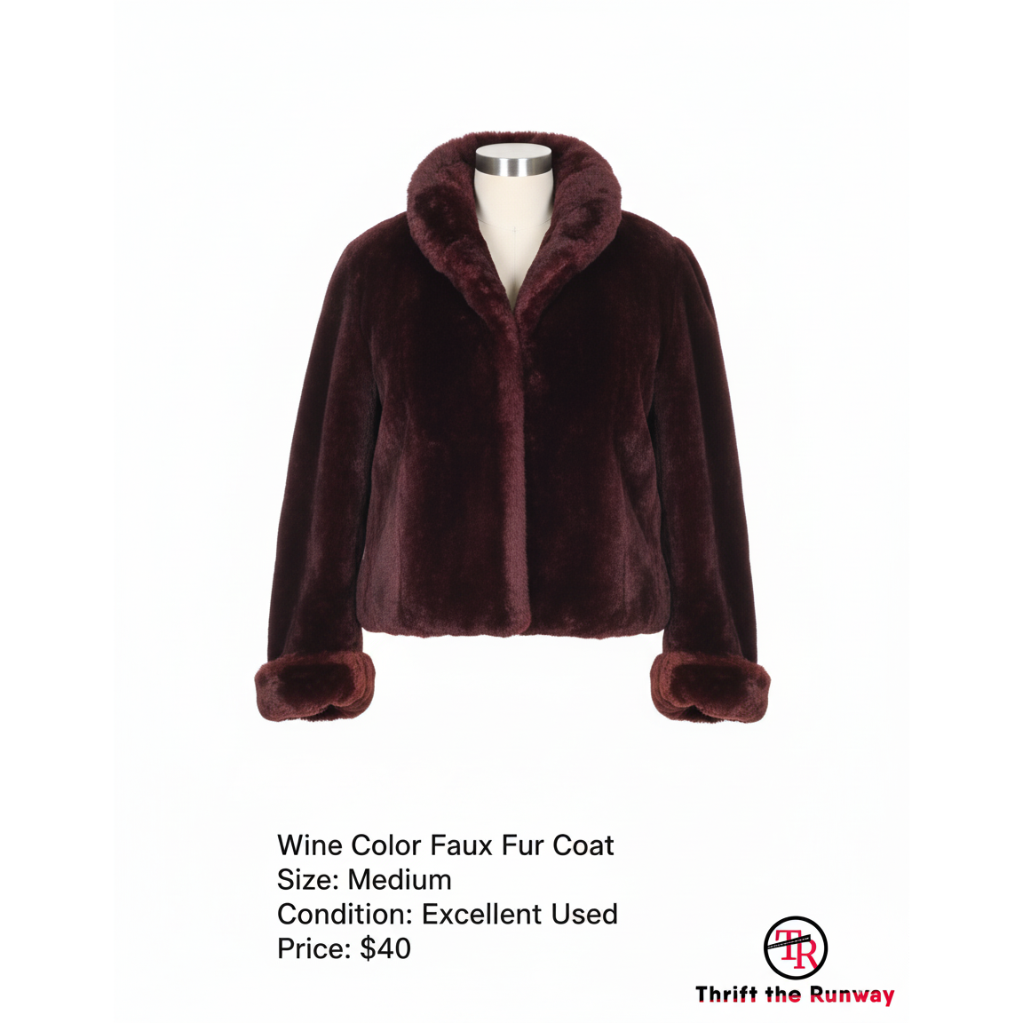 Wine Color Faux Fur - Size Medium