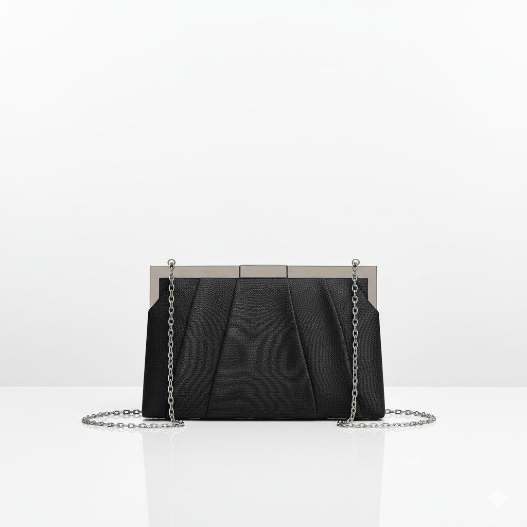 La Regale Black Formal Chain Strap Clutch