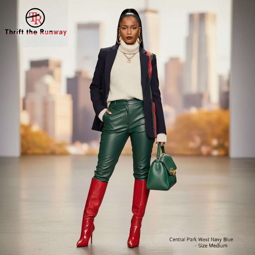 Central Park West Navy Blue Blazer - Size Medium