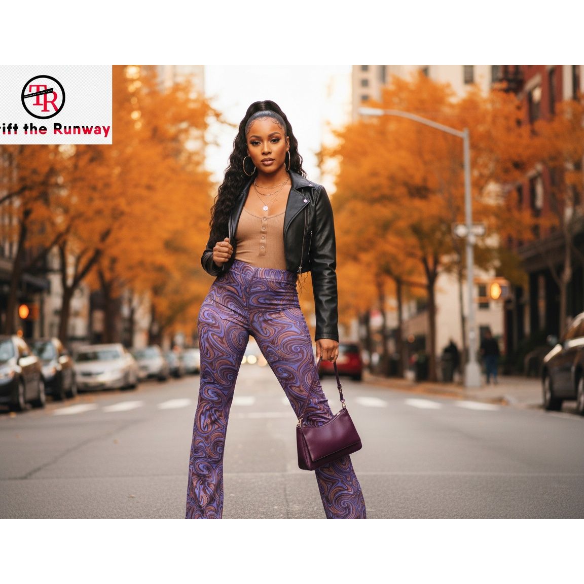 Zara Color Purple Disco Pant - Size Large