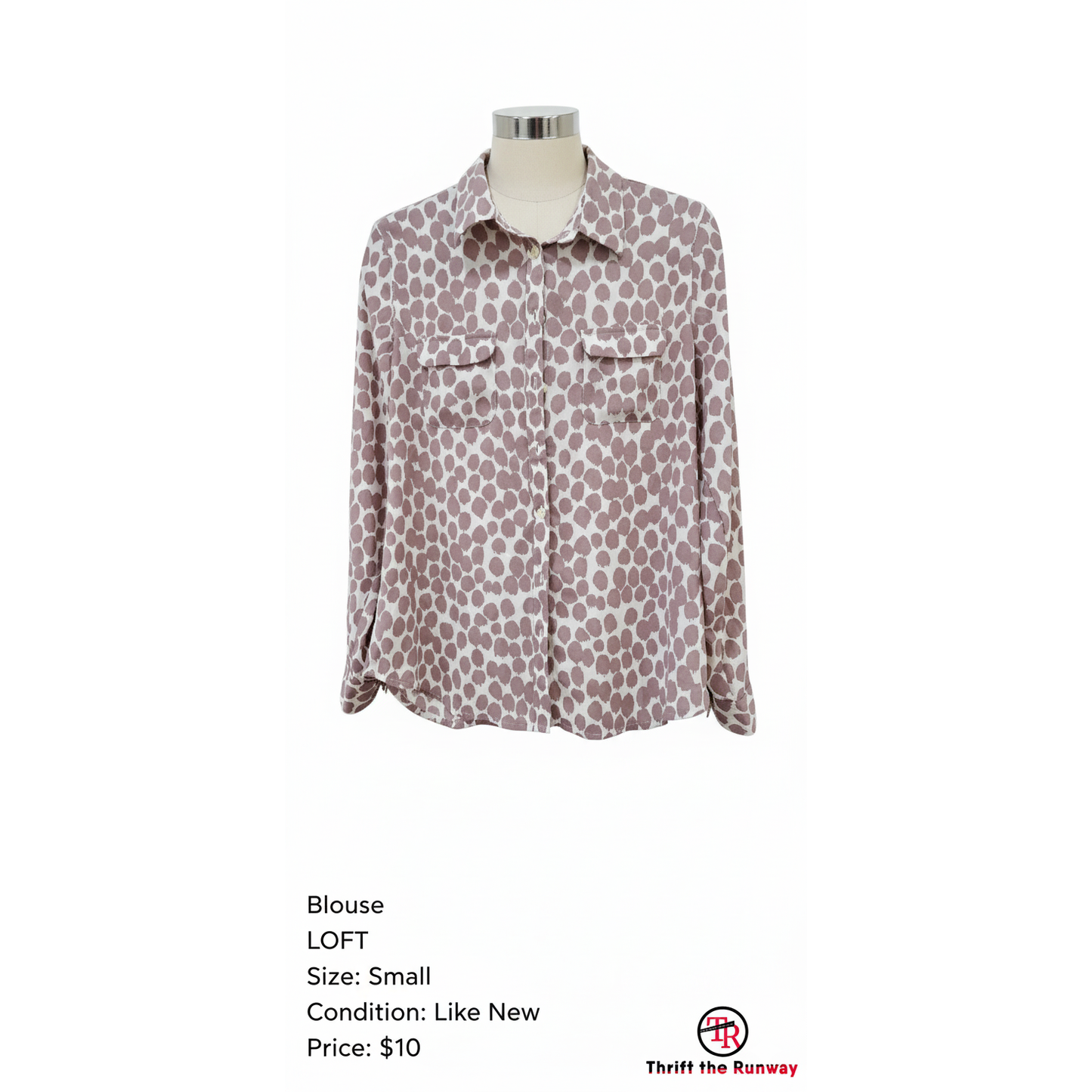LOFT Ivory Mauve Blouse - Size Small