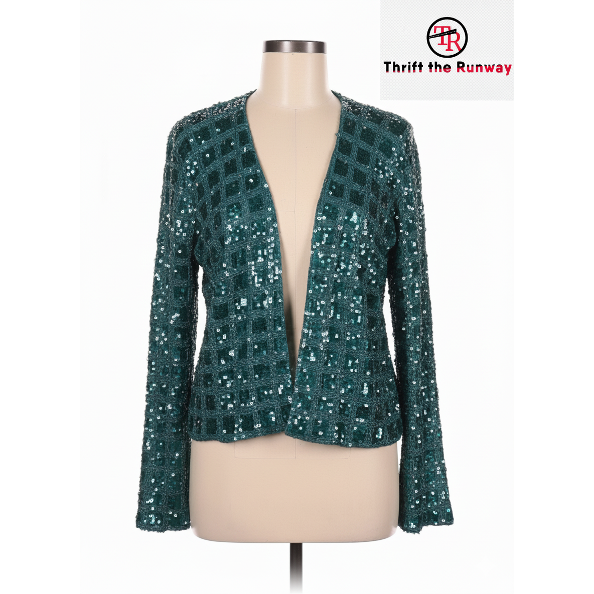 Calypso St. Barth Green Sequins Cardigan - Size Medium