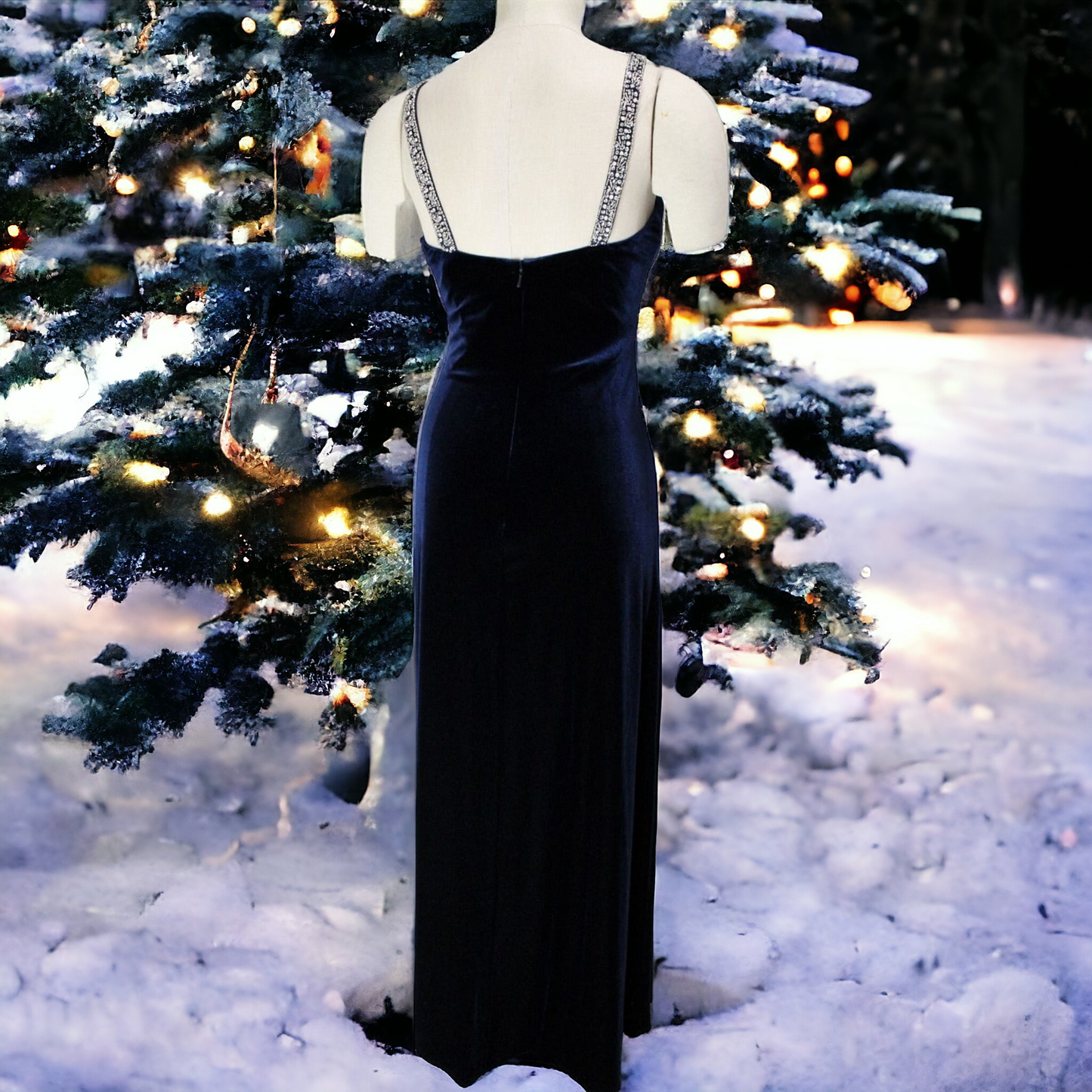 JS Boutique Velour Gown Blue - Size Medium