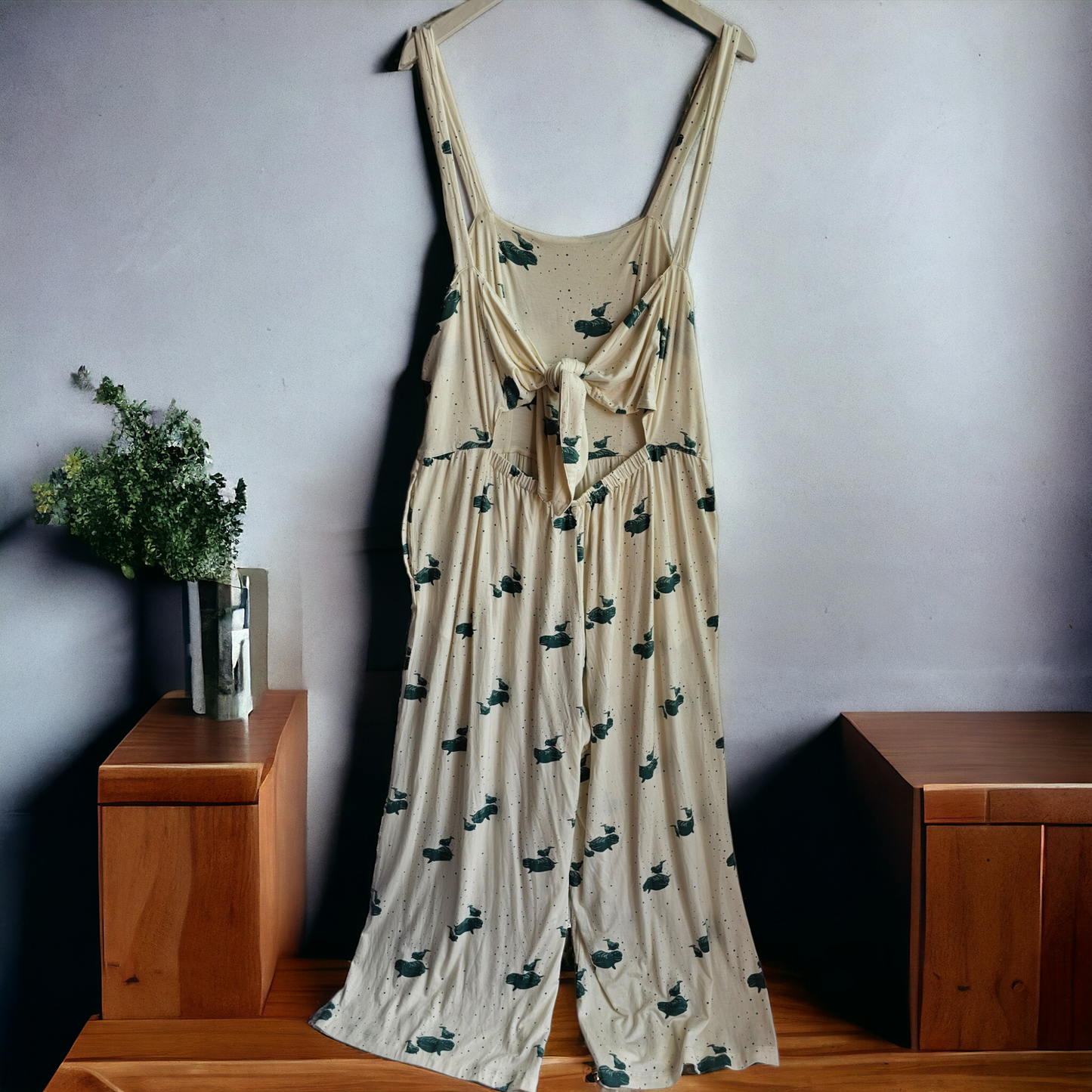 Kate Quinn Green Whale Print Loungewear Jumpsuit - Size Curvy Girl (Sz XXL)