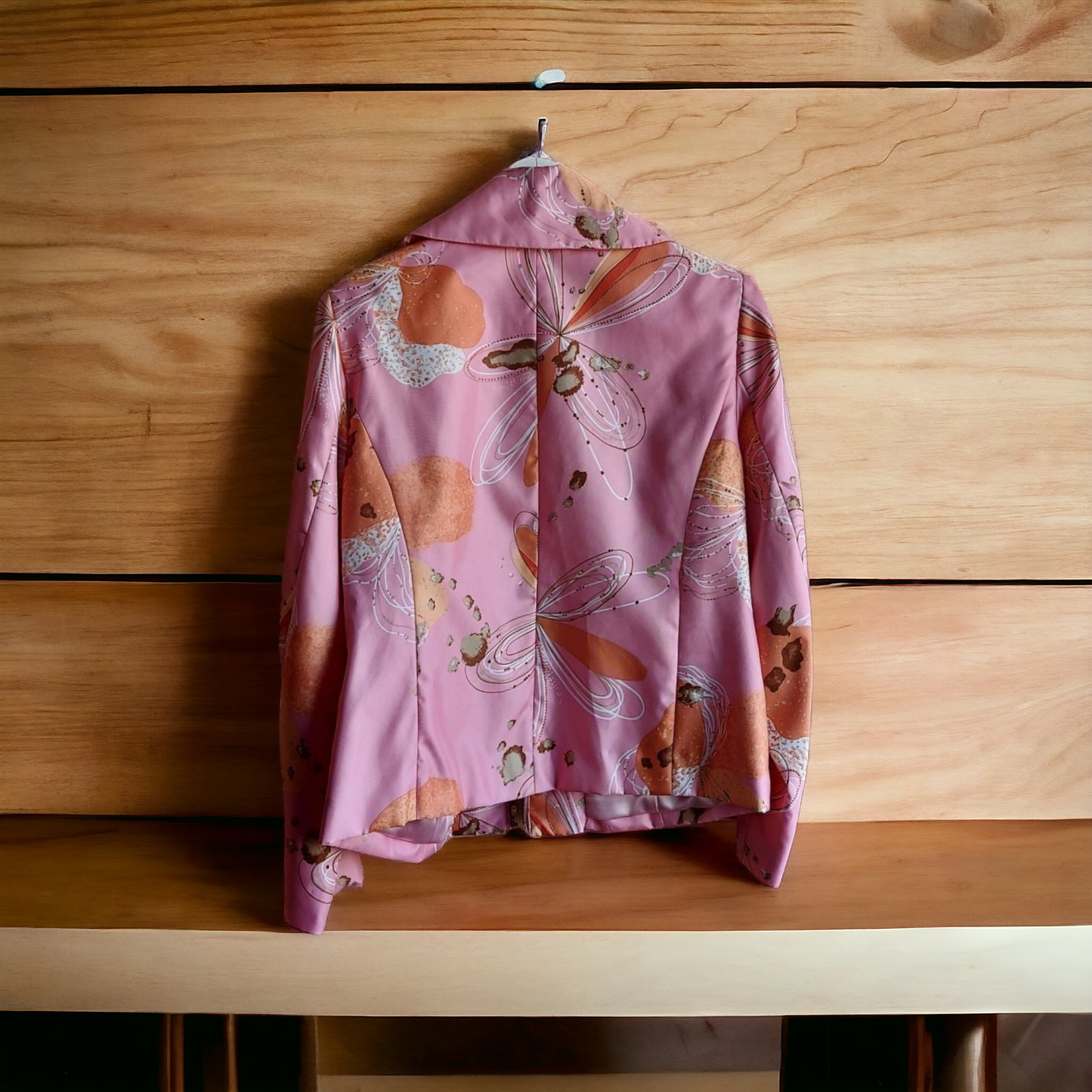 Pamela Mckoy pink printed jacket blazer jacket - Size Curvy Girl (Sz XL)