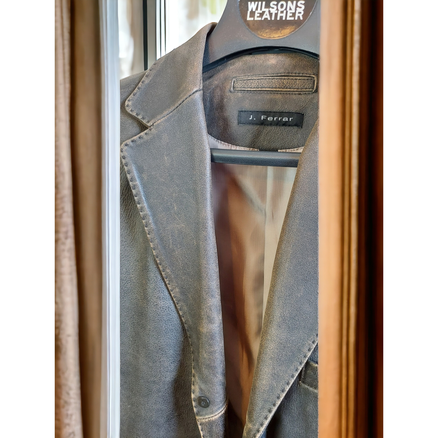 J Ferrar Men's Distressed Leather Jacket - Size Large