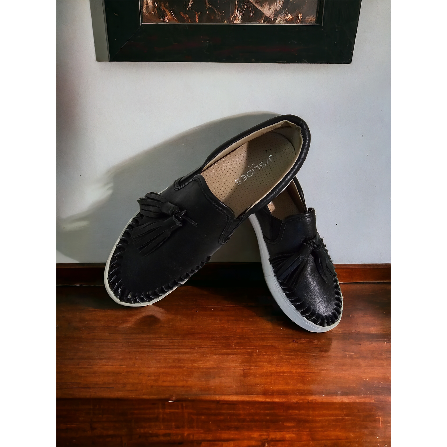 J.Slides Black Tassel Sneaker - Size 7