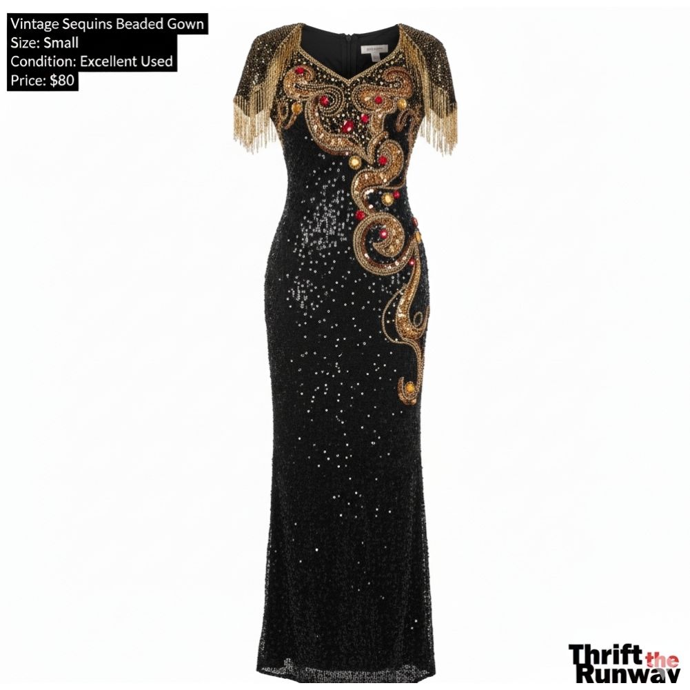 Vintage Sequins Gorgeous Gown