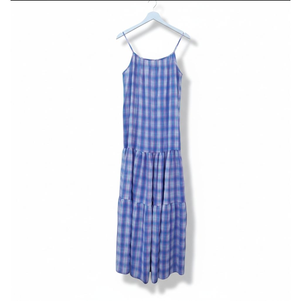 BB Dakota White Plaid Maxi Dress - Size Small