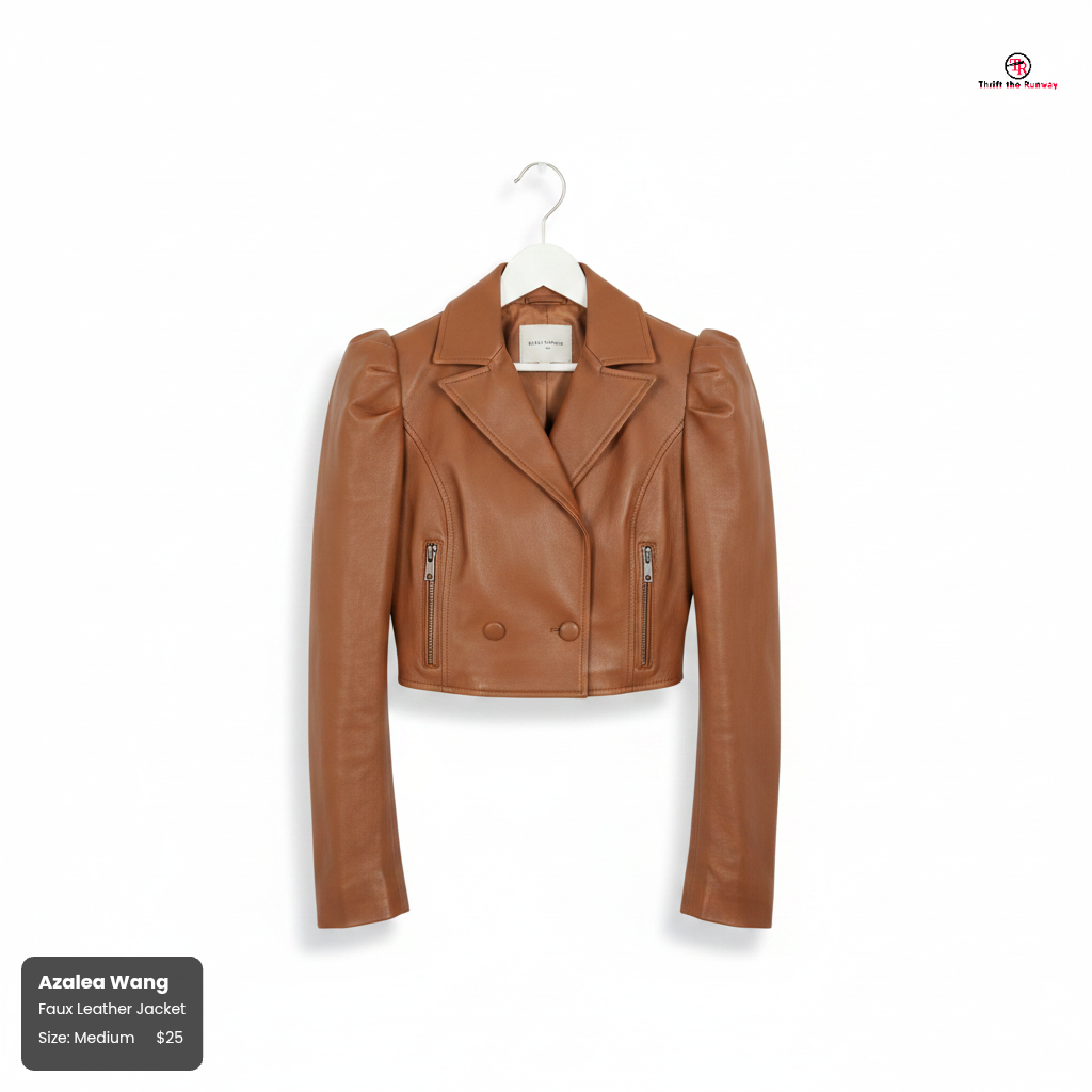 Azalea Wang Tan Faux Leather Jacket - Size Medium