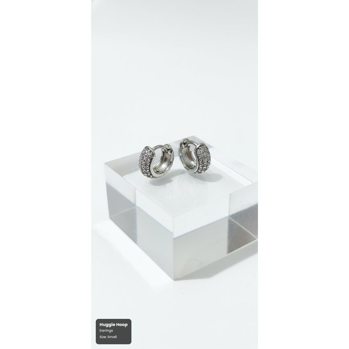 Silver Huggie Hoop Earrings with Micro Pavé CZ – Elegant and Hypoallergenic Design