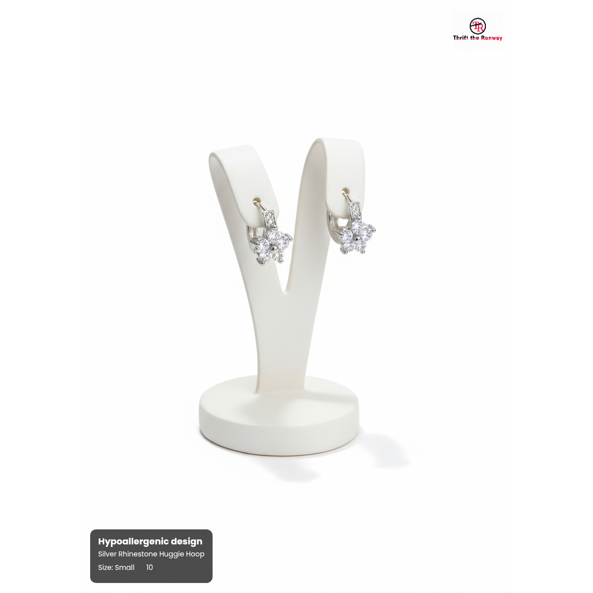 Silver Huggie Hoop Earrings with Flower Pattern Pavé CZ – Elegant and Hypoallergenic Design