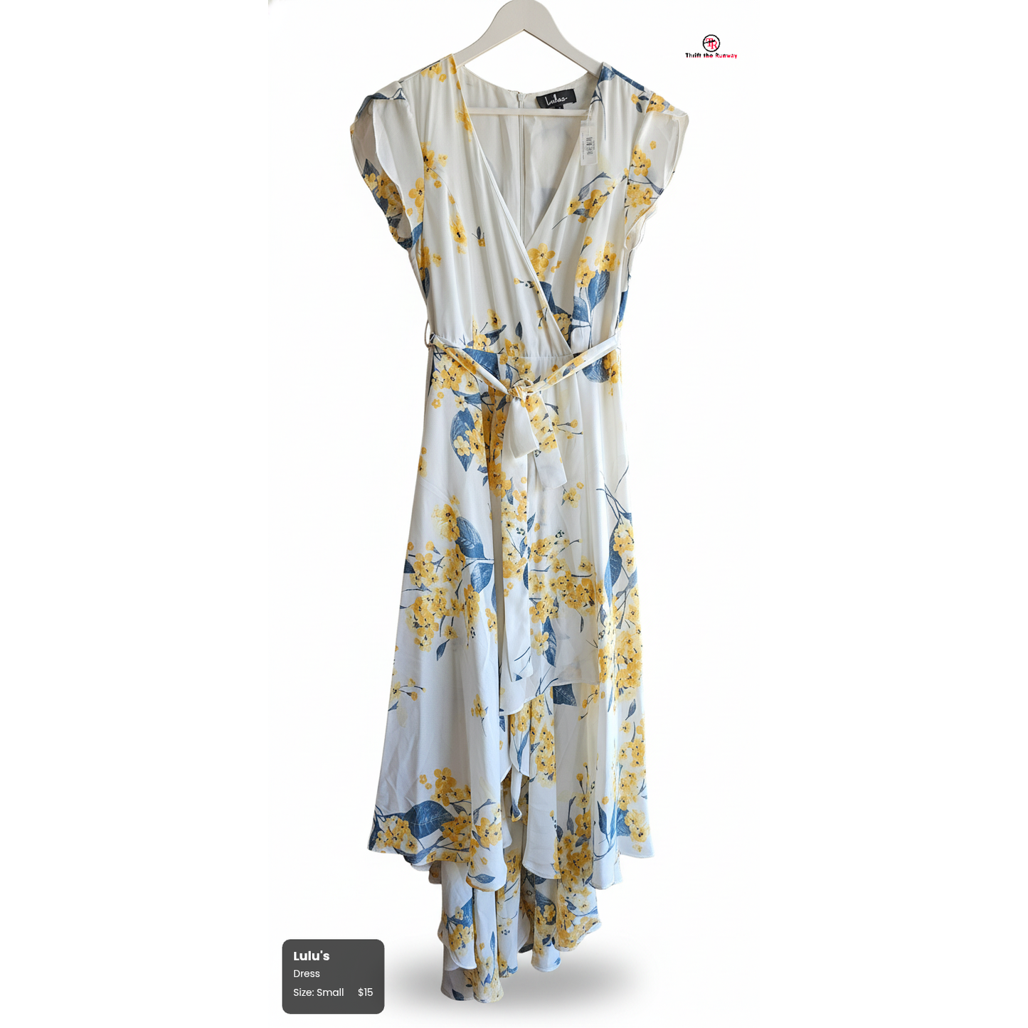 Lulu's Ivory Chiffon Floral Dress - Sz Small