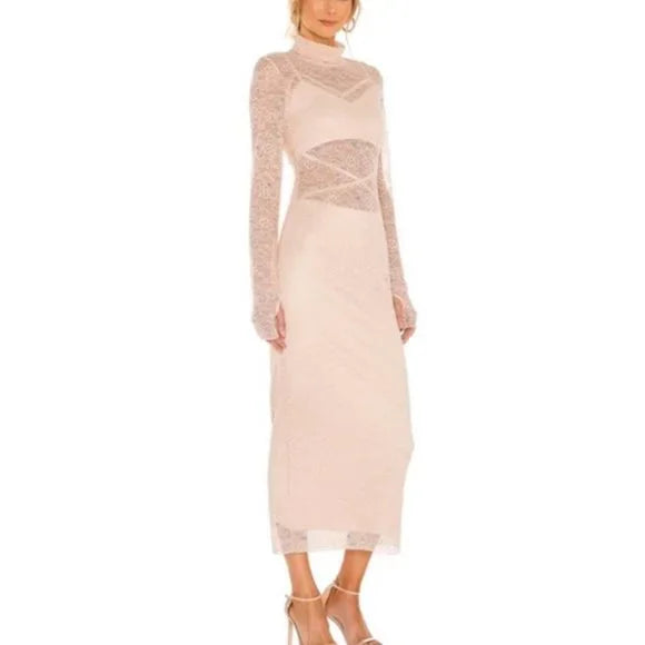 nude lace bodycon dress Lipsy Pink Nude Lace Bodycon Dress 14 Midi Party Occasion Wedding Halter Races