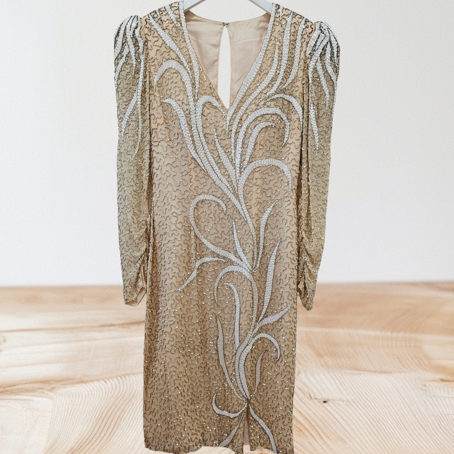 Golden Beaded Cocktail Dress – Size Small