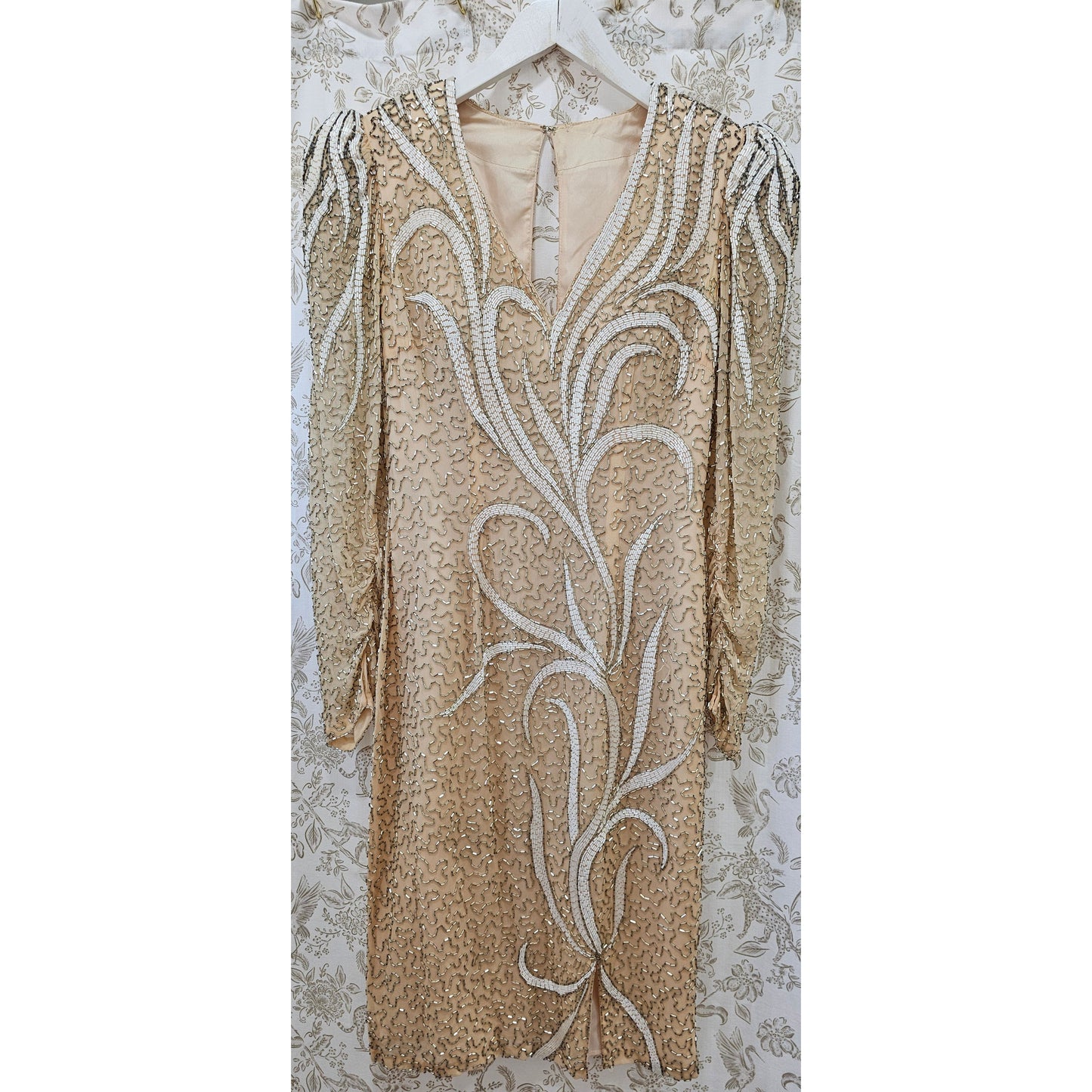 Golden Beaded Cocktail Dress – Size Small