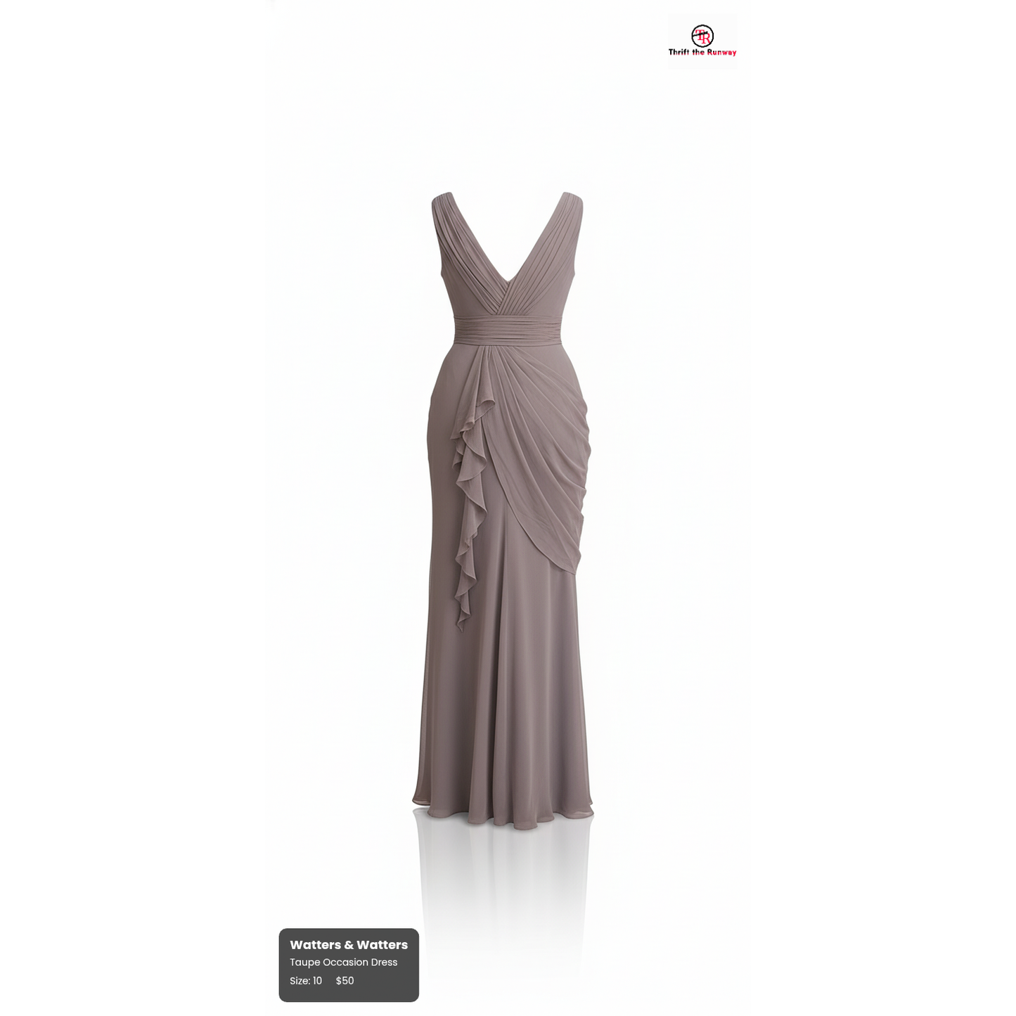 Watters & Watters Taupe Occasion Dress - Size Large (Sz 10)