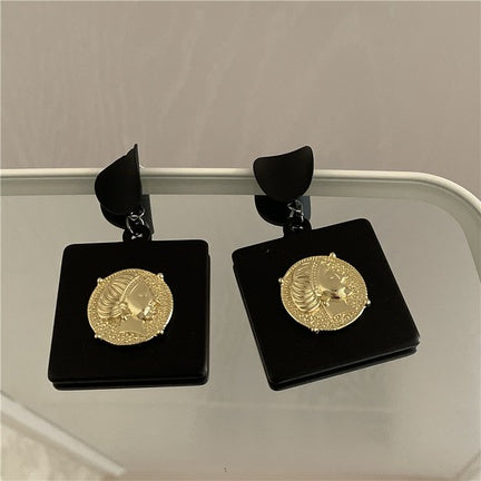 Black and Gold Baroque Style Drop Earrings