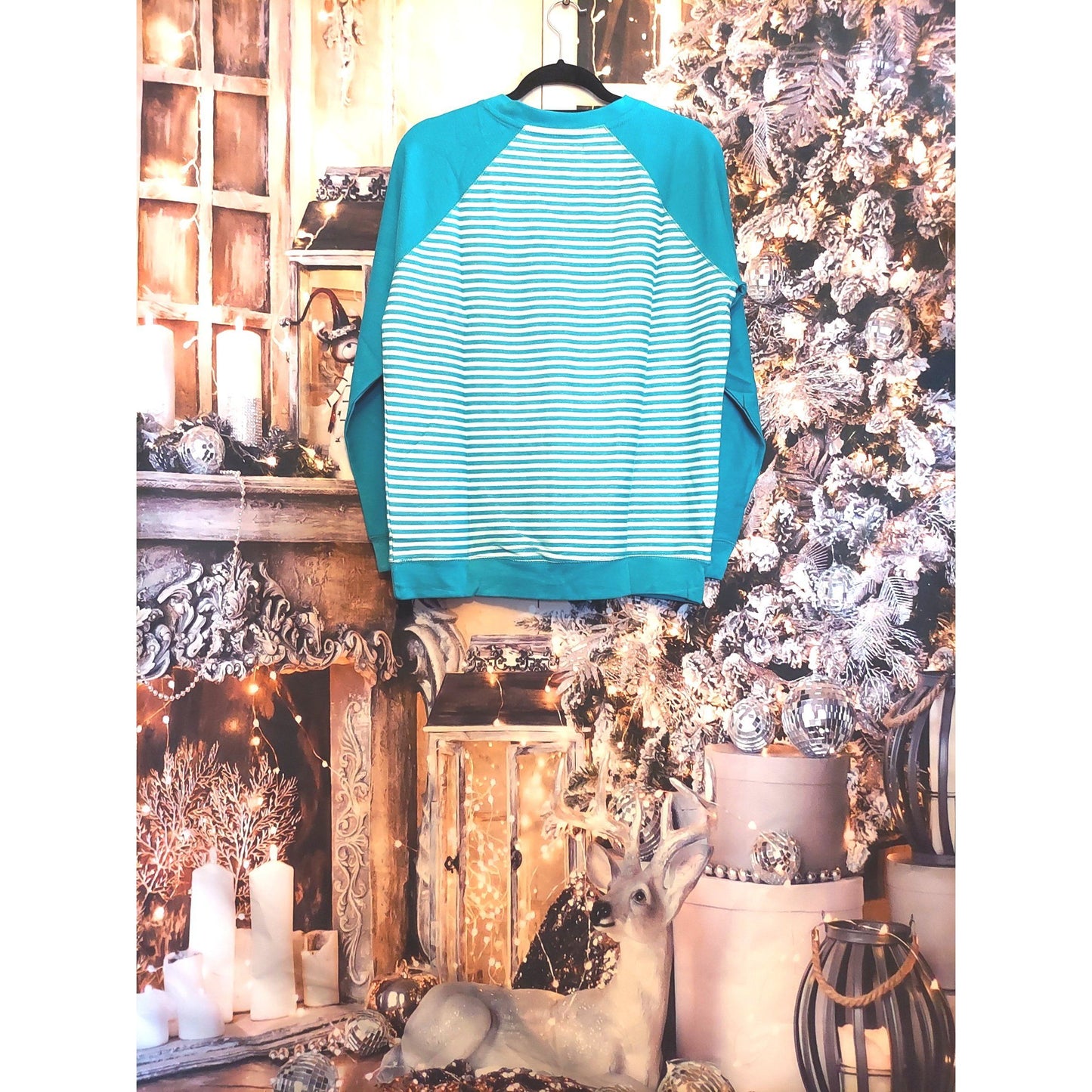 Central Park West V Neck Stripe Sweatshirt - Size Small - NWT
