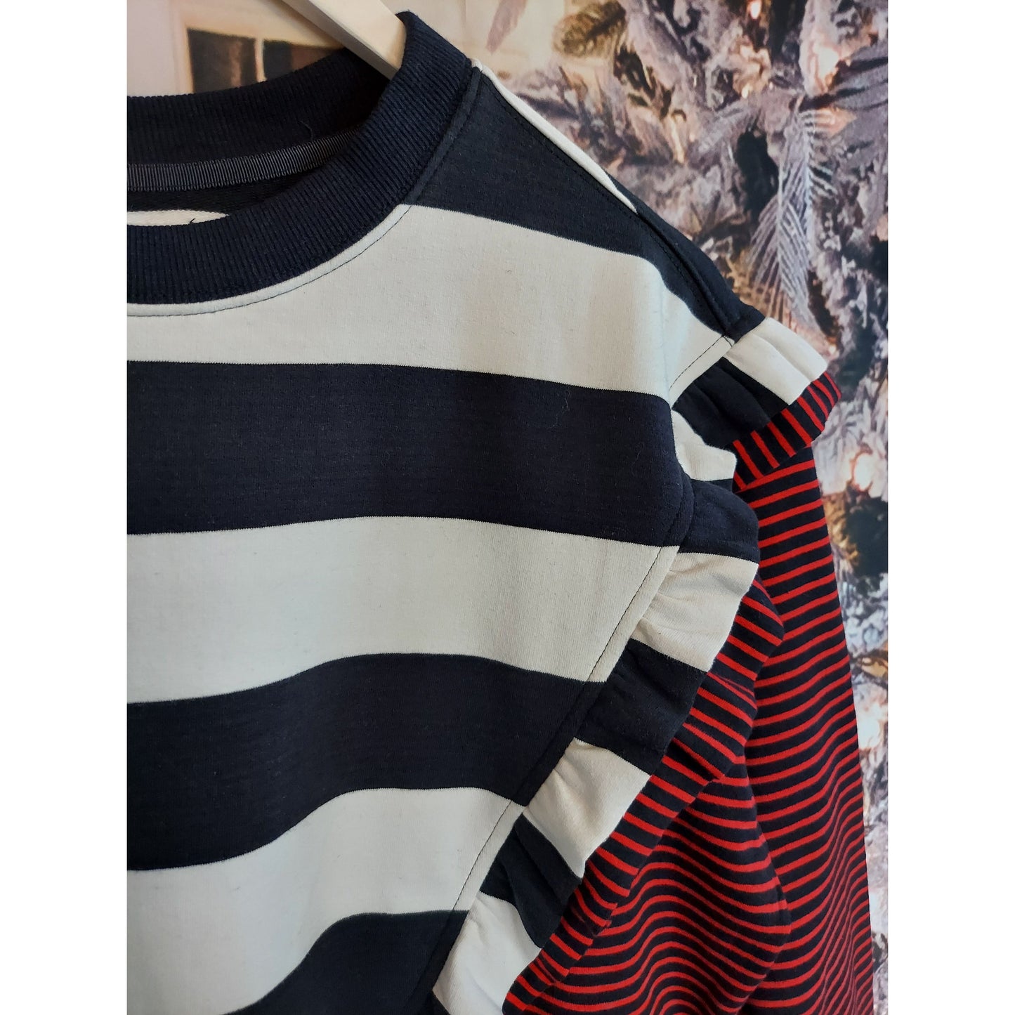Sundays Stripe B/W/R Sweatshirt - Size Small - NWT