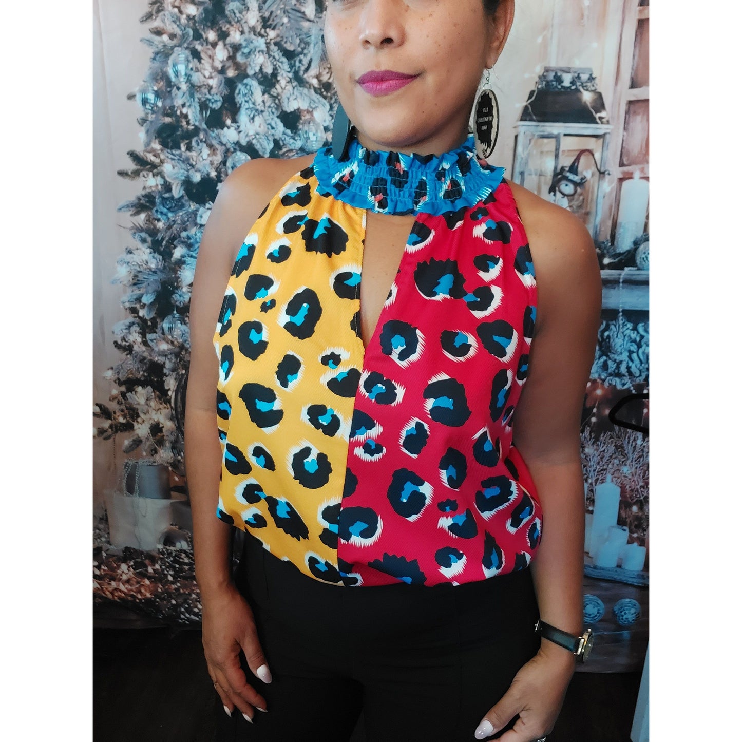Madison Marcus Colorful Animal Print Halter - Size Small - NWT