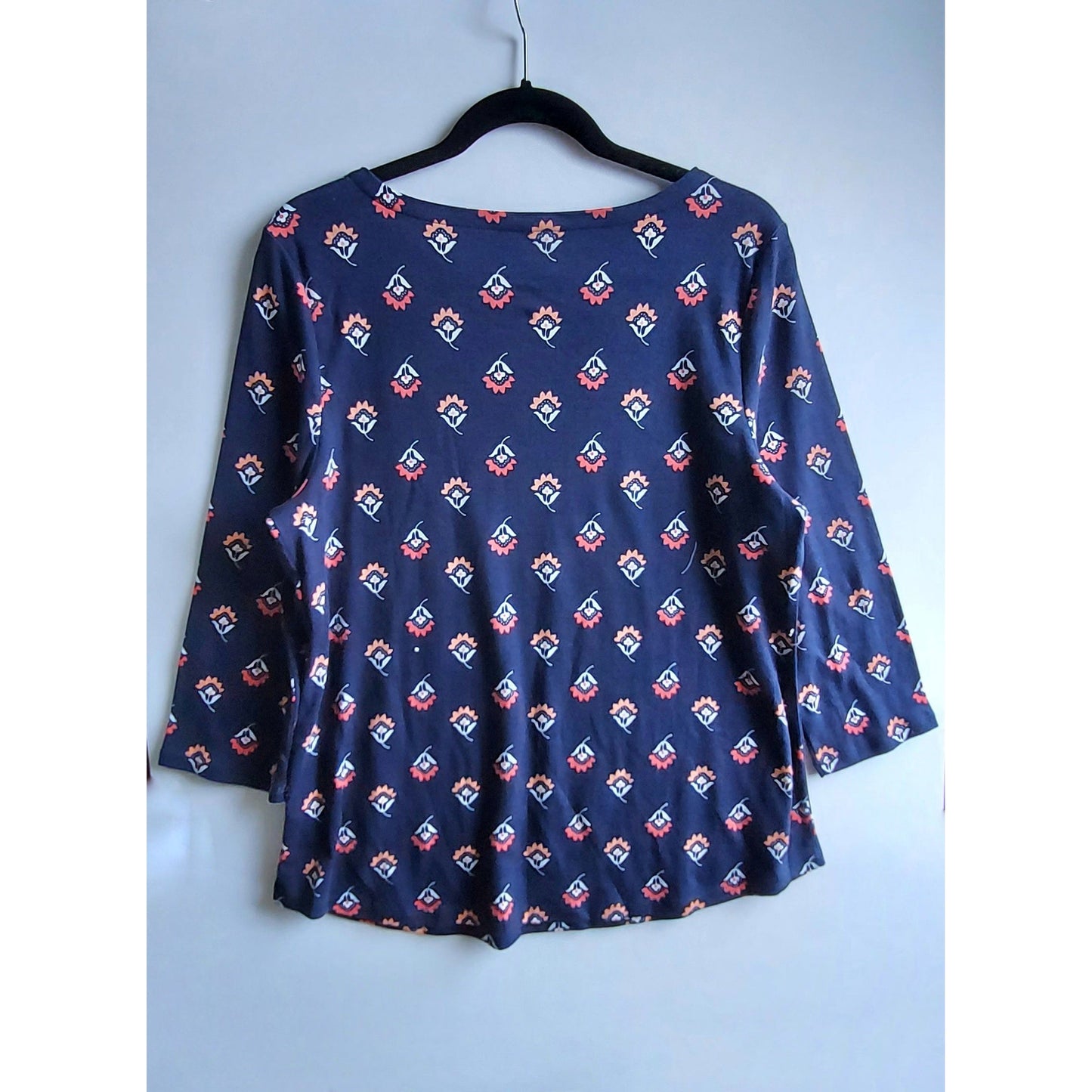 Charter Club Navy Floral Blouse - Size Large (Sz L) - NWT