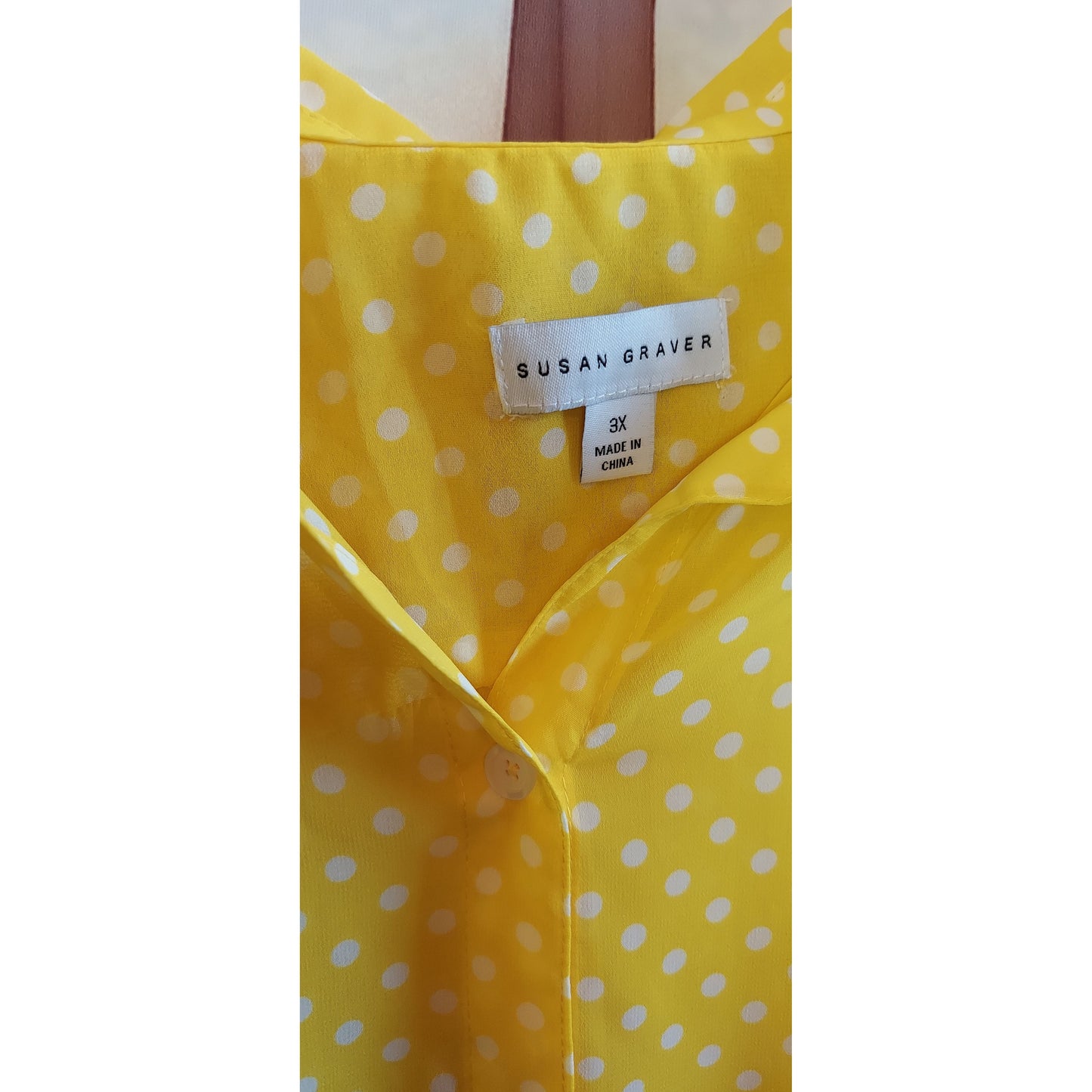 Susan Graver Polka Dot Blouse - Size Curvy Girl (Sz 3X)