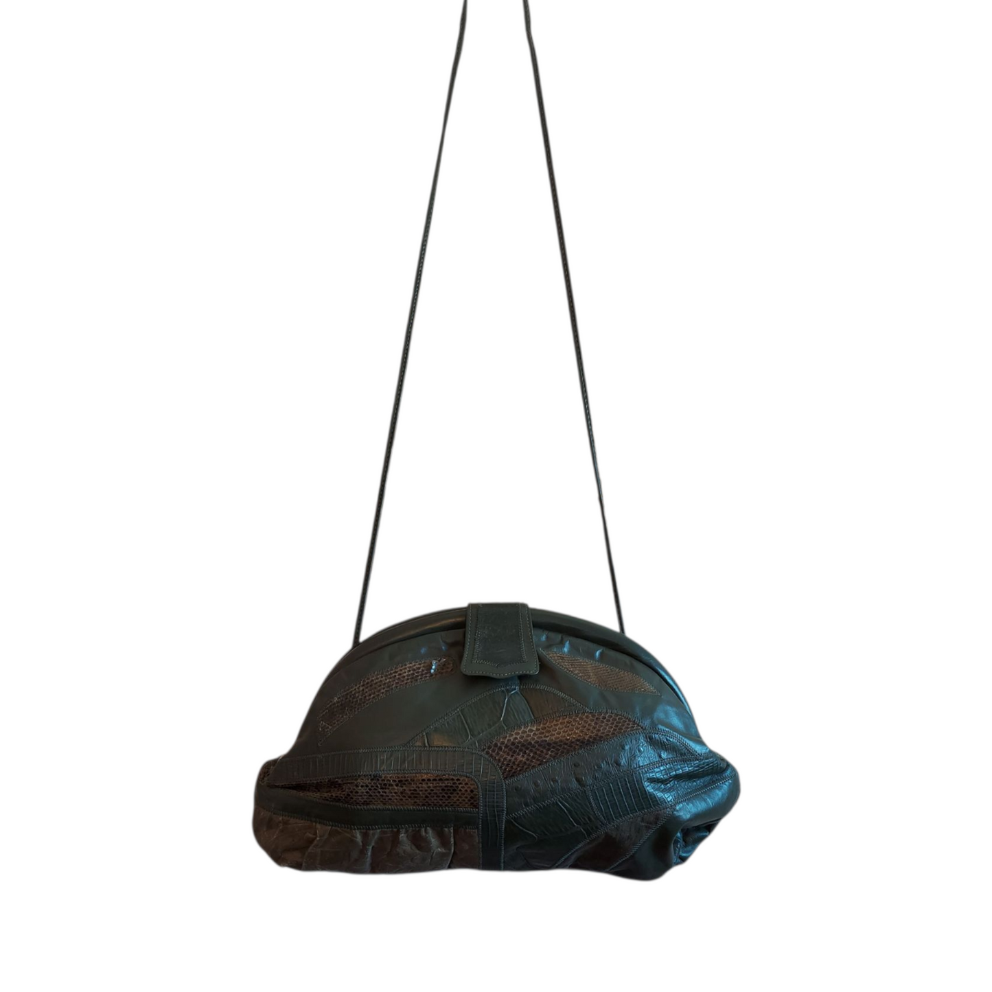 Vintage Patchwork Leather Shoulder Bag – Forest Green | $15