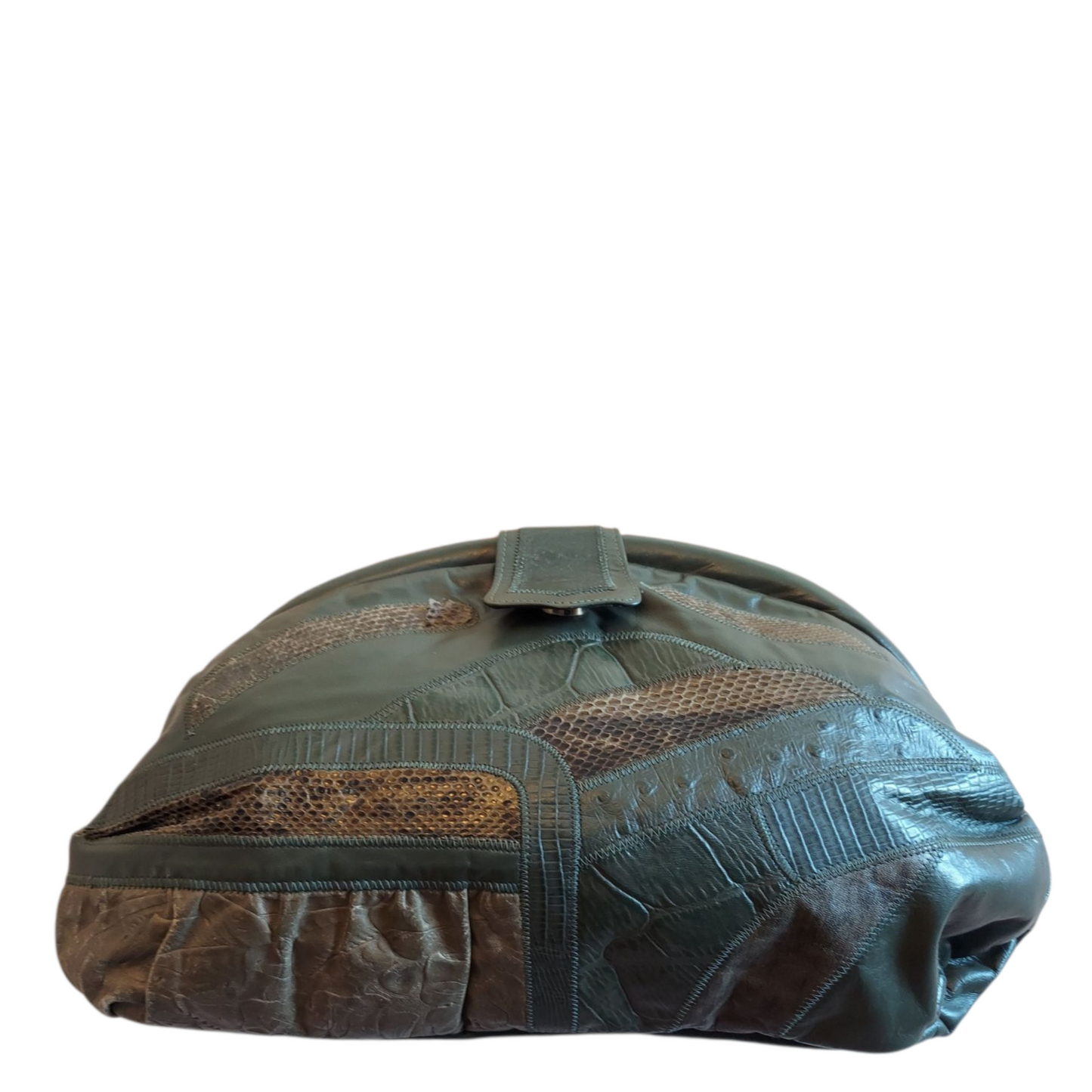 Vintage Patchwork Leather Shoulder Bag – Forest Green | $15