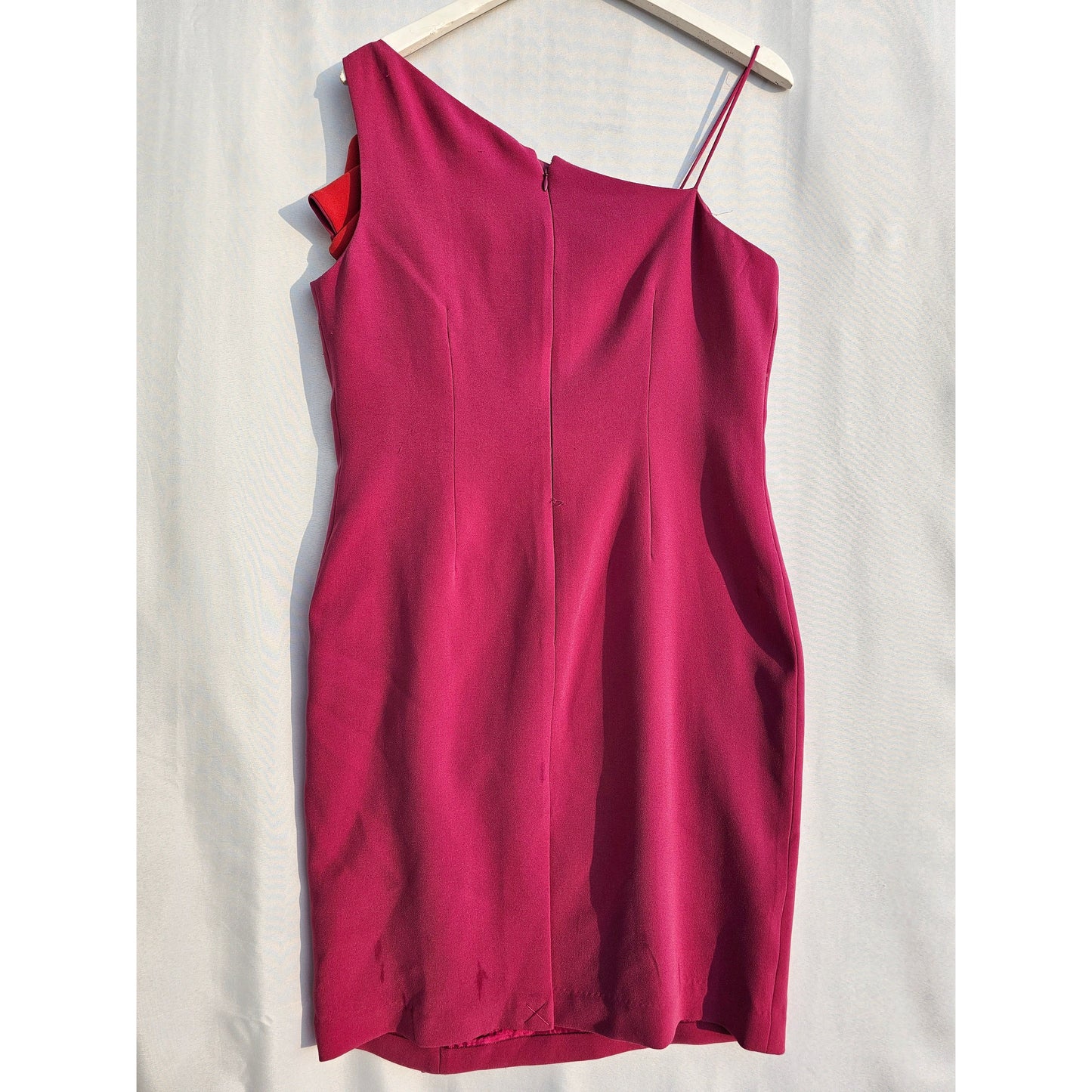 Rickie Freeman for Teri Jon Fuchsia Pink One Shoulder Cocktail Dress - Size 14