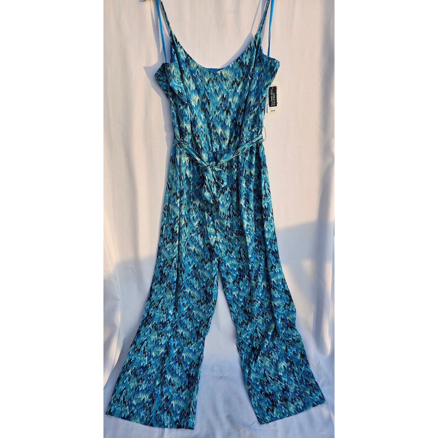 Bar III Blue and Green Print Wide Leg Jumpsuit - Size Curvy Girl (Sz 2X) - NWT