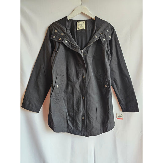 Style & Co Black Hooded Rain Jacket - Size Small (Sz XS)