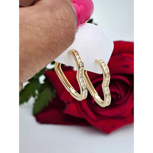 Crystal Heart Huggie Hoops