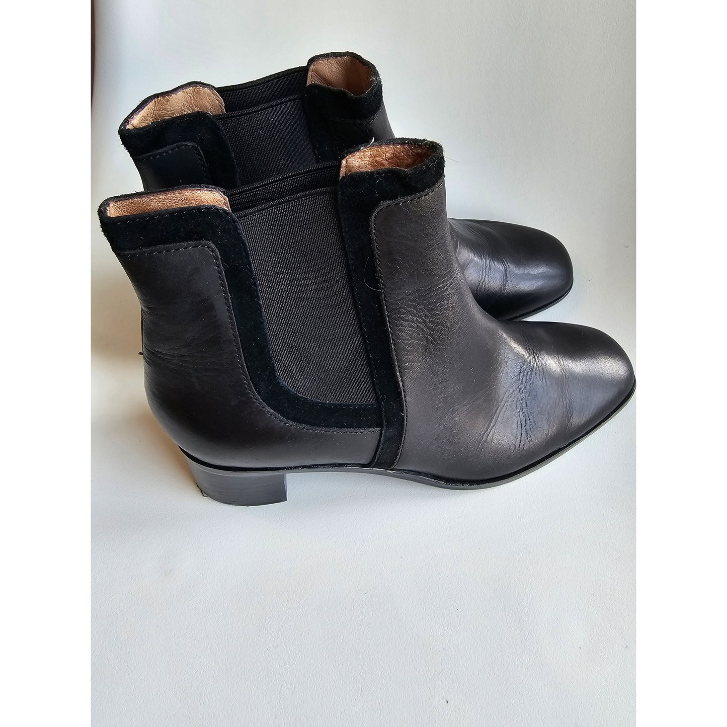 Madewell Black Leather Slip-On Elastic Ankle Boots - Sz 7.5