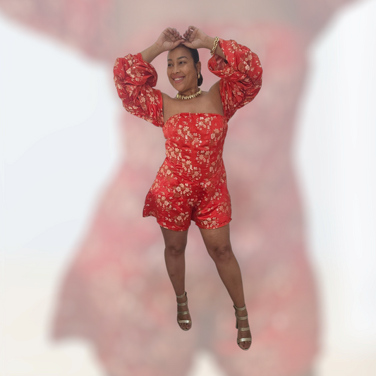 Fashion Nova Fine Arts Satin Romper - Size Curvy Girl XL (Fits Large)