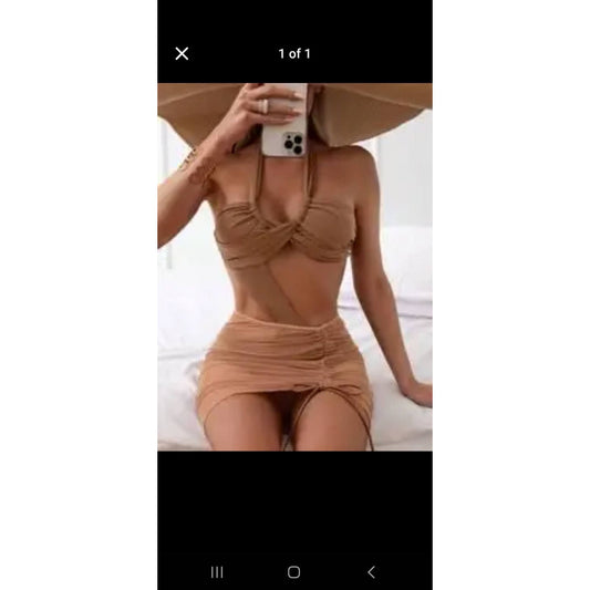 Nude Ruched Two-Piece Set – Size Large