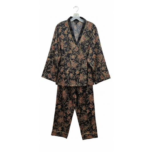 Jones New York Pajama Set – Black & Gold Paisley | Size Large