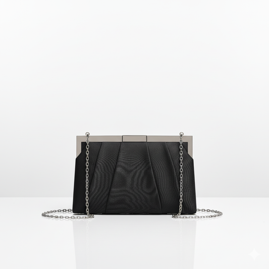 La Regale Black Formal Chain Strap Clutch